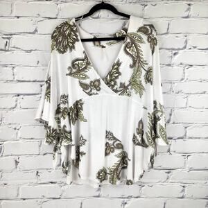 Free People Top Maui Wowie Womens L Floral Boho Fairy Tropical Flouncy ties